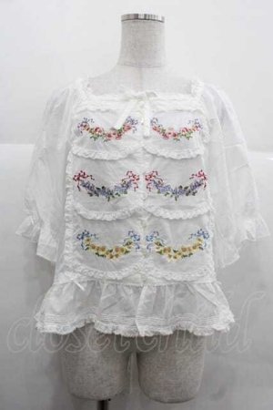 画像: PINK HOUSE / le langage des fleurs 刺繍入りブラウス  白 I-25-12-02-013-LO-BL-SA-ZI