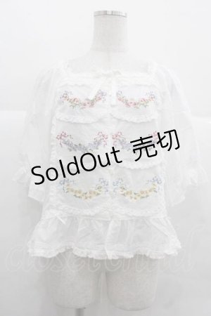 画像: PINK HOUSE / le langage des fleurs 刺繍入りブラウス  白 I-25-12-02-013-LO-BL-SA-ZT198