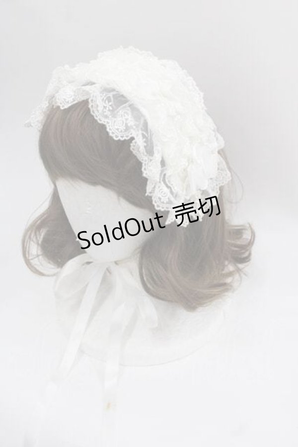 画像1: metamorphose / リボンパールレースヘッドドレス  白 I-25-12-02-113-ME-AC-SA-ZI (1)