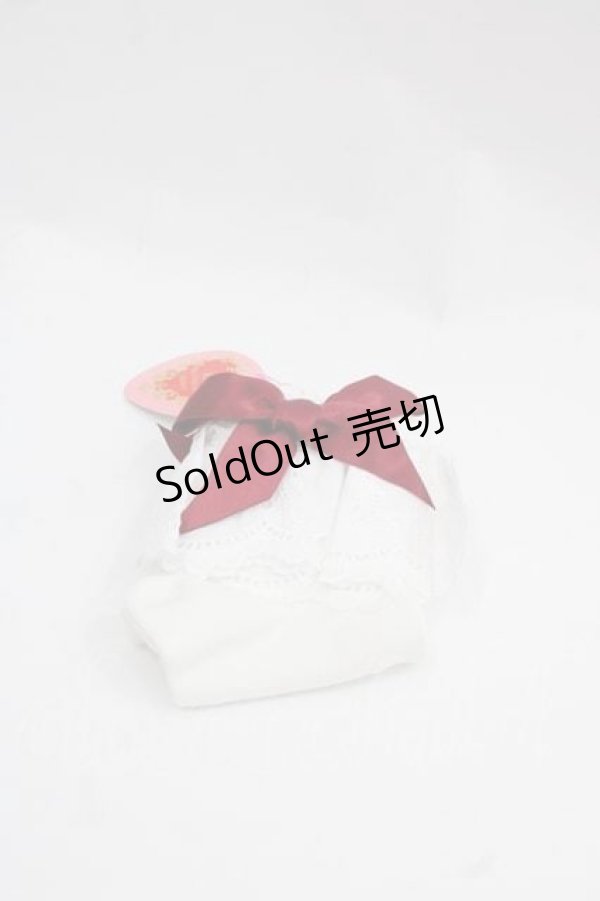 画像1: BABY,THE STARS SHINE BRIGHT / Creamy Berry クルー丈ソックス  白Ｘ赤 I-25-12-02-122-BA-ZA-SA-ZI (1)