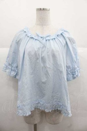 画像: PINK HOUSE / フリルリボン半袖ブラウス  サックス I-25-12-02-014-LO-BL-SA-ZI