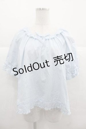画像: PINK HOUSE / フリルリボン半袖ブラウス  サックス I-25-12-02-014-LO-BL-SA-ZT223