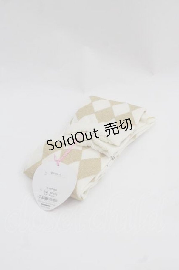 画像2: BABY,THE STARS SHINE BRIGHT / BABYダイヤ柄ラメオーバーニーソックス  生成りXゴールド I-25-12-02-125-BA-AC-SA-ZI (2)