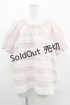 画像: PINK HOUSE / 配色フリルローンブラウス  ピンク I-25-12-02-002-LO-BL-SA-ZI