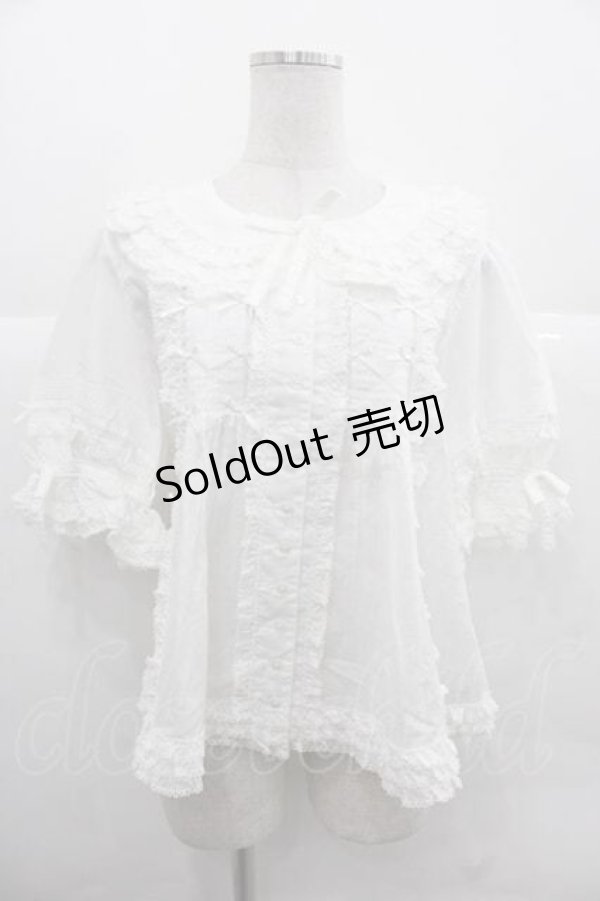 画像1: PINK HOUSE / フリル襟付きローンブラウス  白 I-25-12-02-016-LO-BL-SA-ZI (1)