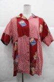 画像1: PINK HOUSE / キューピー柄パッチワークシャツ  レッド I-25-12-02-017-LO-BL-SA-ZI (1)