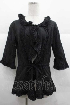 画像: PINK HOUSE / フリルオーバーブラウス  ブラック I-25-12-02-020-LO-BL-SA-ZI