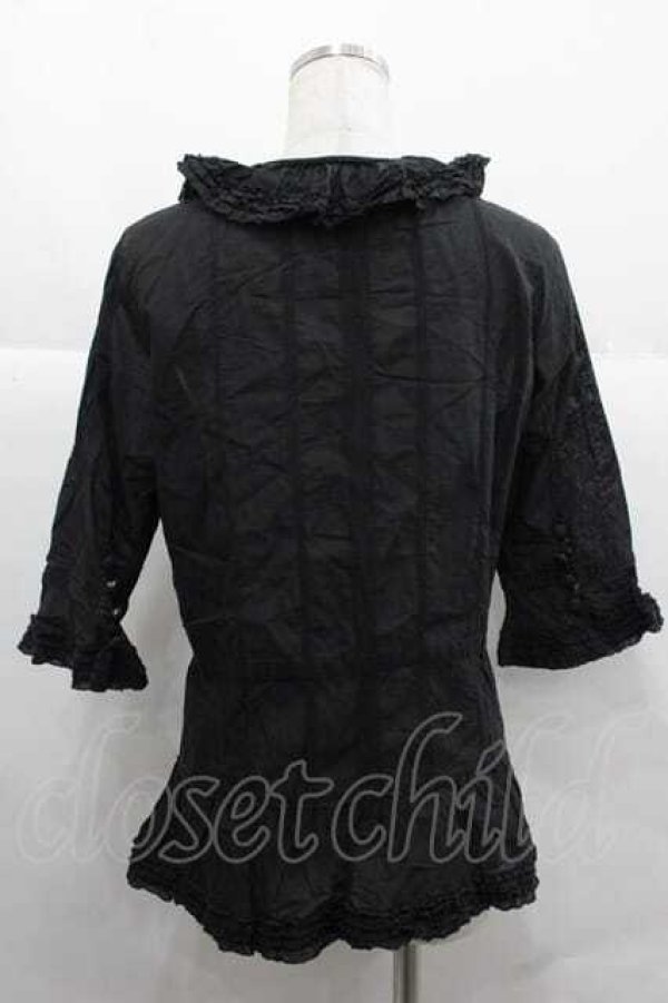 画像2: PINK HOUSE / フリルオーバーブラウス  ブラック I-25-12-02-020-LO-BL-SA-ZT210 (2)