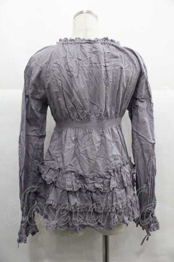 画像2: PINK HOUSE / 裾フリル長袖ブラウス  ラベンダー I-25-12-02-021-LO-BL-SA-ZI (2)