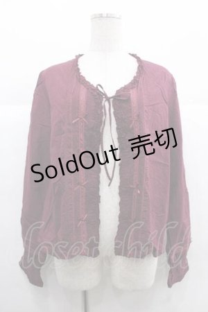 画像: PINK HOUSE / ミニリボンボレロブラウス  ボルドー I-25-12-02-022-LO-BL-SA-ZI