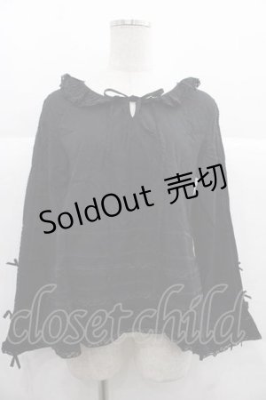 画像: PINK HOUSE / レースストライプ長袖ブラウス  ブラック I-25-12-02-025-LO-BL-SA-ZI