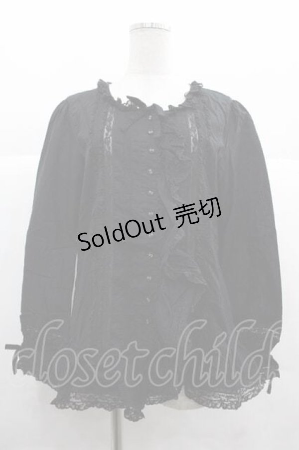 画像1: PINK HOUSE / レースフリルブラウス  ブラック I-25-12-02-026-LO-BL-SA-ZI (1)