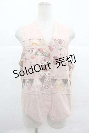 画像: PINK HOUSE / ブーケ柄三角パッチワークベスト  ピンク I-25-12-02-032-LO-TO-SA-ZI