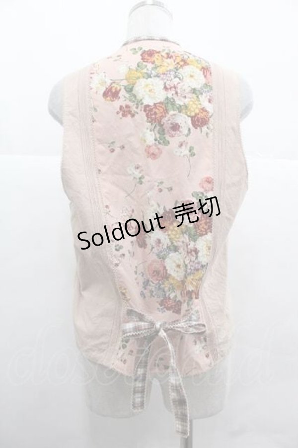 画像2: PINK HOUSE / ブーケ柄三角パッチワークベスト  ピンク I-25-12-02-032-LO-TO-SA-ZI (2)