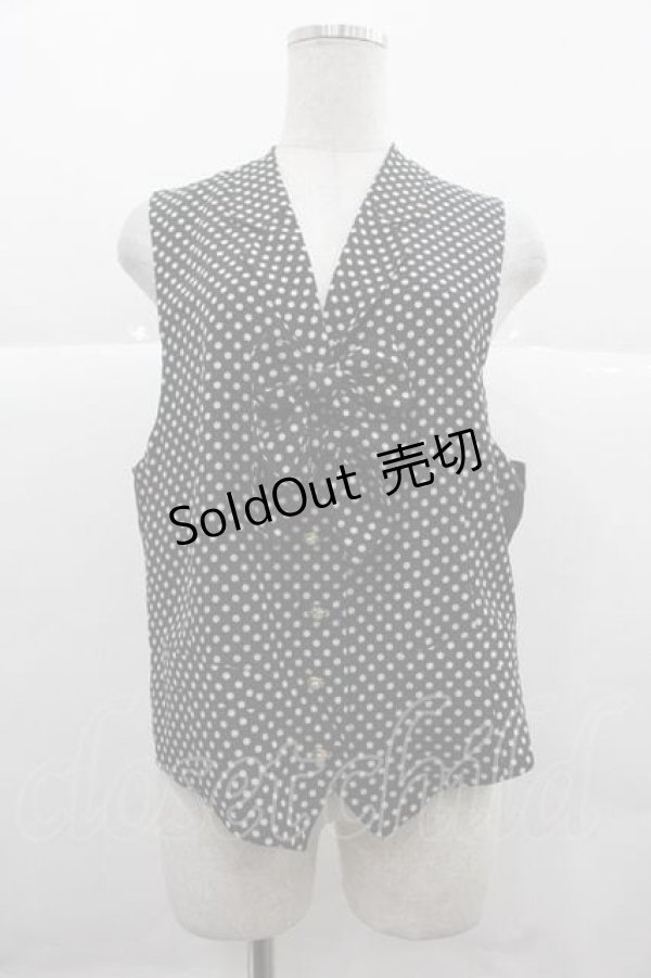 画像1: INGEBORG / ドット柄リボン付ベスト  黒Ｘ白 I-25-12-02-034-LO-TO-SA-ZI (1)