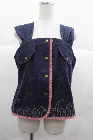 画像: PINK HOUSE / ギンガムチェック使いデニムベスト  紺デニム I-25-12-02-035-LO-TO-SA-ZI