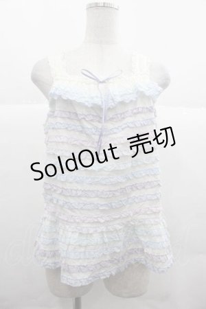 画像: PINK HOUSE / あじさいグラデーションフリルキャミソールブラウス  白Ｘブルー I-25-12-02-036-LO-BL-SA-ZI