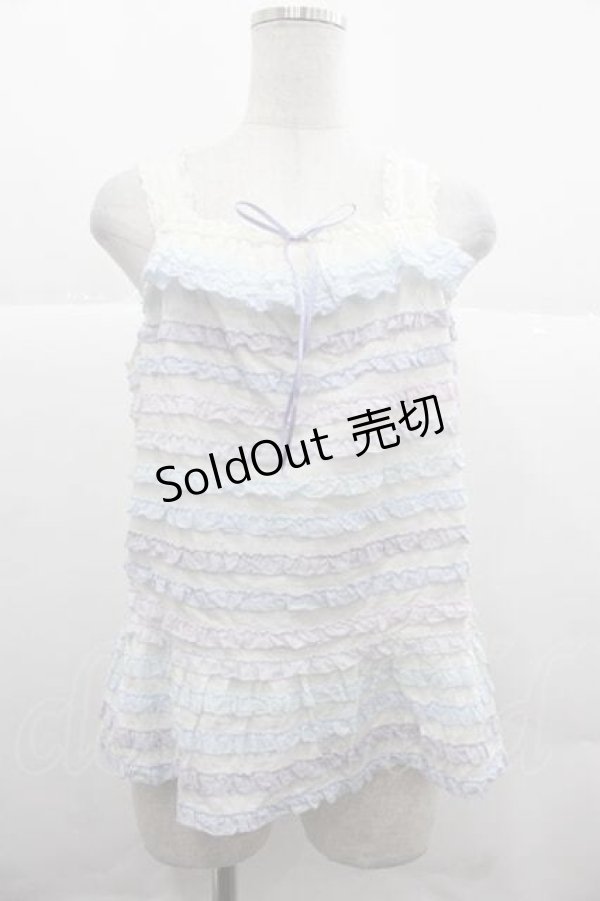 画像1: PINK HOUSE / あじさいグラデーションフリルキャミソールブラウス  白Ｘブルー I-25-12-02-036-LO-BL-SA-ZI (1)