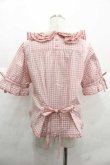 画像2: PINK HOUSE / ギンガムチェックパッチワークフリルブラウス  ピンク I-25-12-02-004-LO-BL-SA-ZI (2)