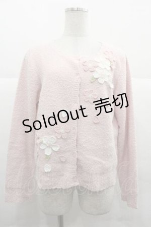 画像: PINK HOUSE / 桜モチーフ使いニットカーディガン  ピンク I-25-12-02-037-LO-TO-SA-ZI