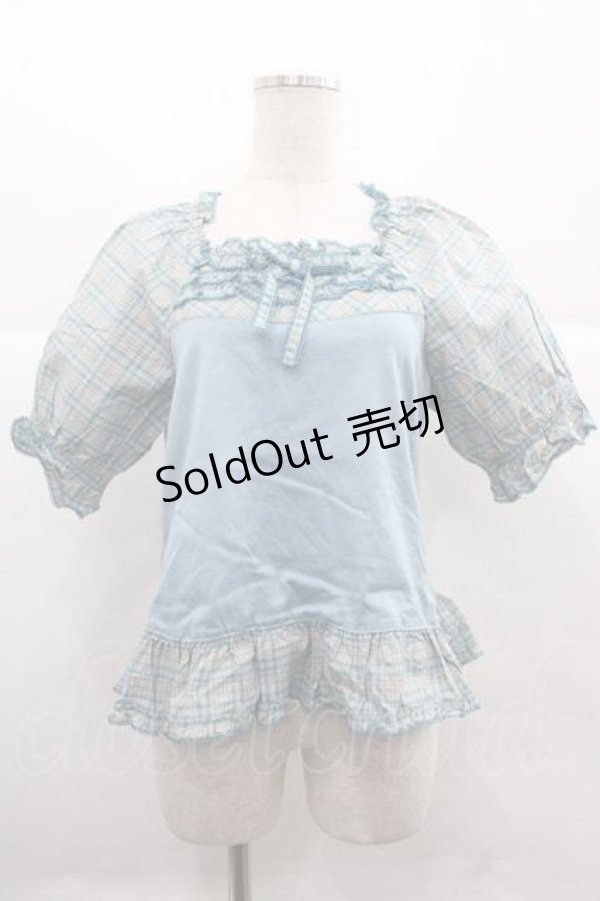 画像1: PINK HOUSE / オリジナルチェックカットソー  サックス I-25-12-02-039-LO-TO-SA-ZI (1)