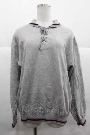 画像: NATURE TRAIL / 胸元編み上げスウェット M グレー I-25-12-02-041-LO-TO-SA-ZI