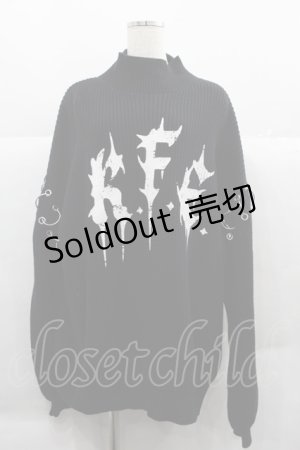 画像: REFLEM / 丸カン付きモックネックニット  黒Ｘ白 I-25-12-06-043-PU-TO-SA-ZI