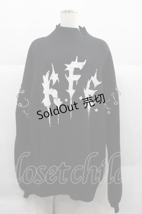 画像1: REFLEM / 丸カン付きモックネックニット  黒Ｘ白 I-25-12-06-043-PU-TO-SA-ZI (1)