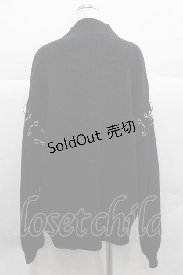 画像2: REFLEM / 丸カン付きモックネックニット  黒Ｘ白 I-25-12-06-043-PU-TO-SA-ZI (2)