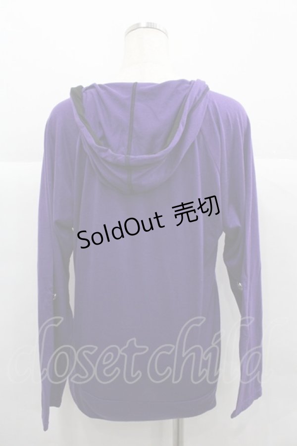 画像2: ALGONQUINS / 市松ラメ柄フードカットソー  紫ｘ黒 I-25-12-06-047-AL-TO-SA-ZI (2)