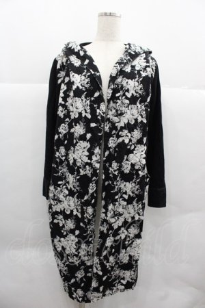 画像: SEX POT ReVeNGe / 薔薇シルエット柄フードロングカーディガン M 黒Ｘ白 I-25-12-06-049-SP-TO-SA-ZI