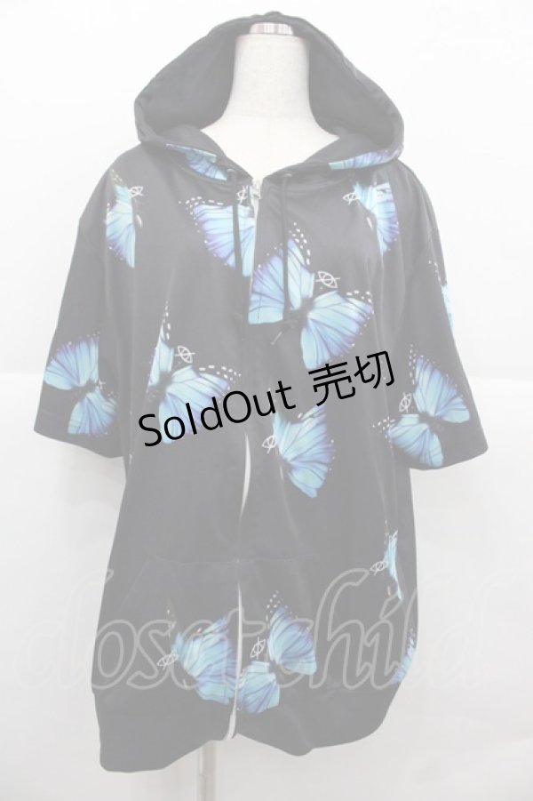 画像1: KRY CLOTHING / MOTH.PKパーカー  黒Ｘ青 I-25-12-06-052-EL-TO-SA-ZI (1)