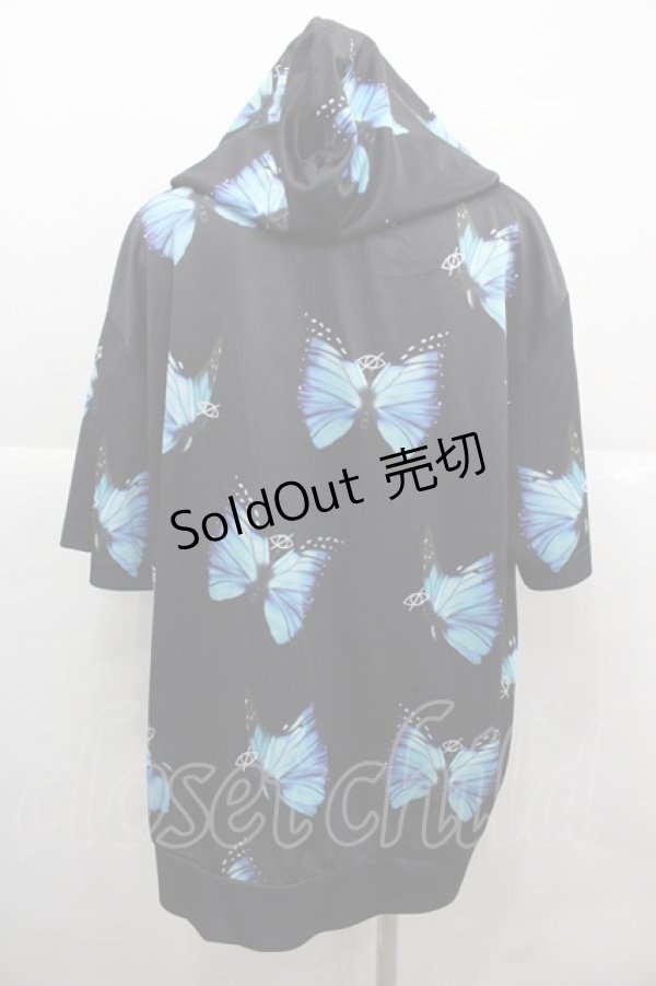 画像2: KRY CLOTHING / MOTH.PKパーカー  黒Ｘ青 I-25-12-06-052-EL-TO-SA-ZI (2)