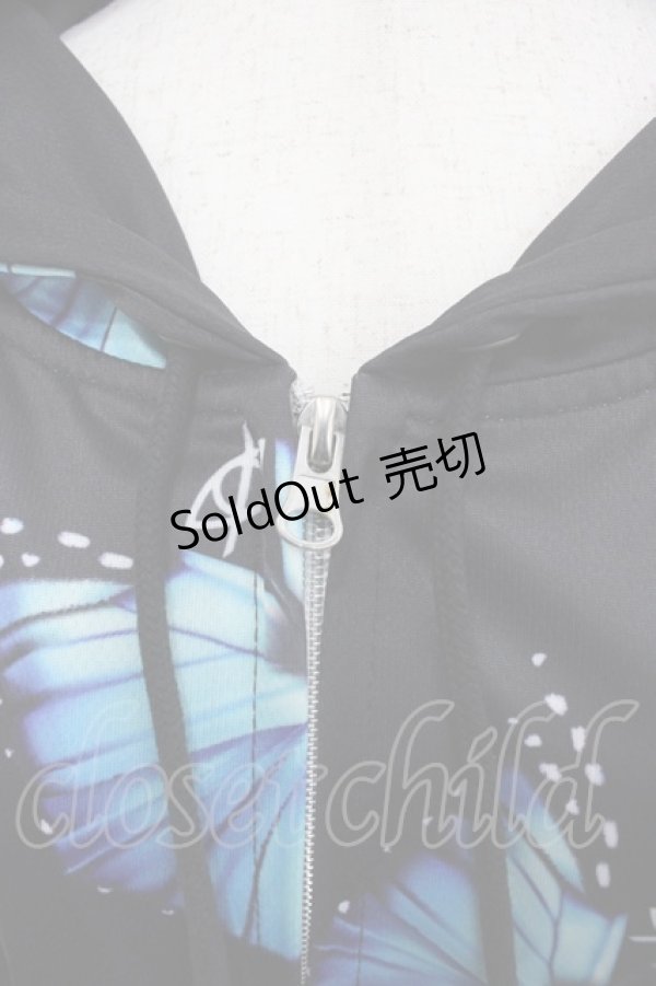 画像3: KRY CLOTHING / MOTH.PKパーカー  黒Ｘ青 I-25-12-06-052-EL-TO-SA-ZI (3)