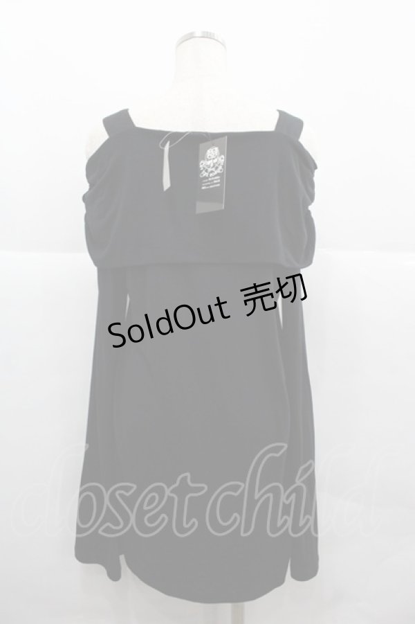 画像2: SEX POT ReVeNGe / 堕落SHOULDERデザインカットソー  黒Ｘ I-25-12-06-057-SP-TO-SA-ZI (2)