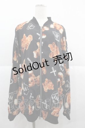 画像: TRAVAS TOKYO / /Logo bear chiffon blousonジャケット’19SS  黒Ｘブラウン I-25-12-06-059-PU-JA-SA-ZI