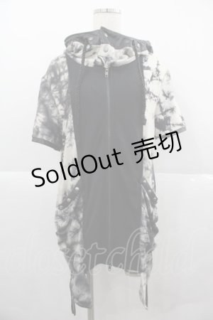 画像: SEX POT ReVeNGe / 針金フード半袖パーカー  黒Ｘ白 I-25-12-06-061-SP-TO-SA-ZI