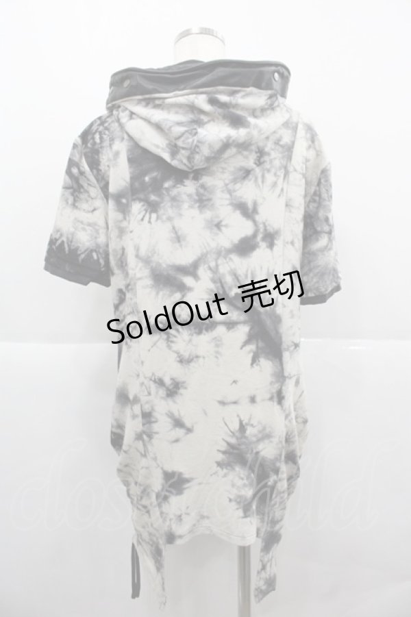 画像2: SEX POT ReVeNGe / 針金フード半袖パーカー  黒Ｘ白 I-25-12-06-061-SP-TO-SA-ZI (2)