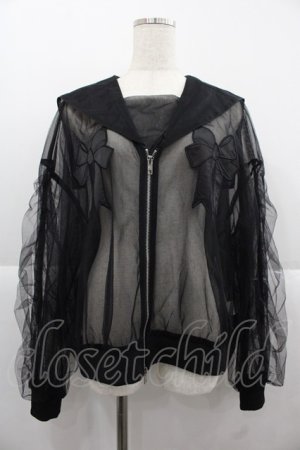 画像: Candy Stripper / TULLE SHEER SAILOR BLOUSON  黒 I-25-12-06-062-PU-JA-SA-ZI