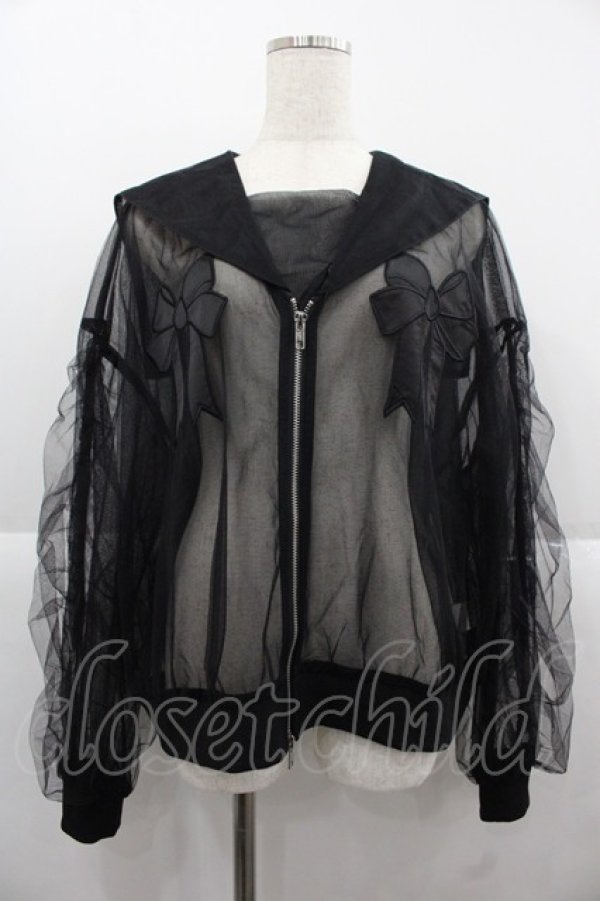 画像1: Candy Stripper / TULLE SHEER SAILOR BLOUSON  黒 I-25-12-06-062-PU-JA-SA-ZI (1)