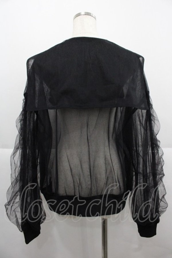 画像2: Candy Stripper / TULLE SHEER SAILOR BLOUSON  黒 I-25-12-06-062-PU-JA-SA-ZI (2)