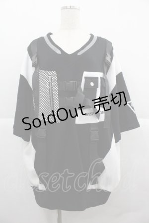 画像: REFLEM / サイバータクティカル半袖トップス  黒Ｘ白 I-25-12-06-064-PU-TO-SA-ZI