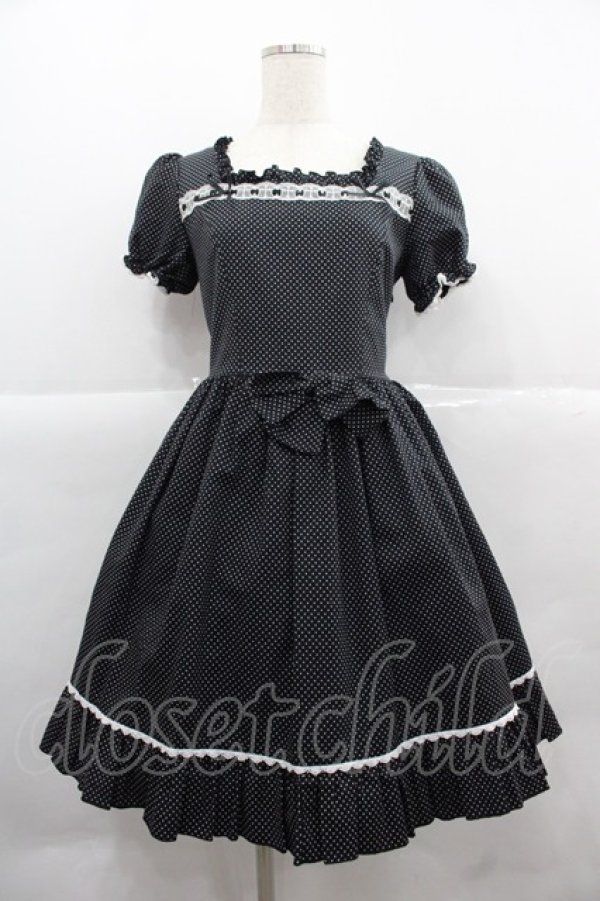 metamorphose / ドット半袖ワンピース 黒X白 I-25-12-06-077-ME-OP-SA