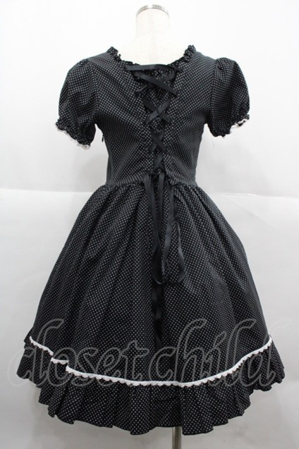 画像2: metamorphose / ドット半袖ワンピース  黒Ｘ白 I-25-12-06-077-ME-OP-SA-ZI (2)