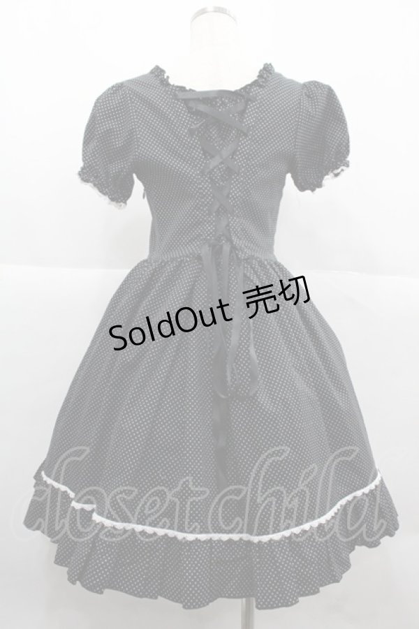 画像2: metamorphose / ドット半袖ワンピース  黒Ｘ白 I-25-12-06-077-ME-OP-SA-ZI (2)