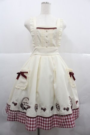 画像: Amavel / StrawberryBasketエプロンジャンパースカート  アイボリー I-25-12-06-080-CA-OP-SA-ZI