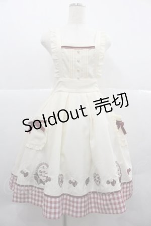 画像: Amavel / StrawberryBasketエプロンジャンパースカート  アイボリー I-25-12-06-080-CA-OP-SA-ZI