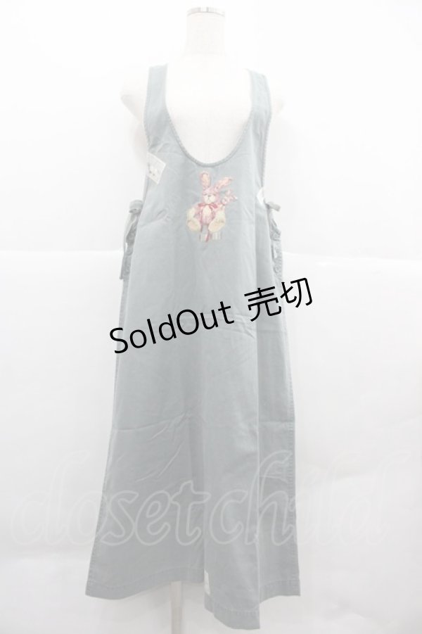 画像1: PINK HOUSE / うさぎ刺繍ジャンパースカート  ブルー I-25-12-06-088-LO-OP-SA-ZI (1)