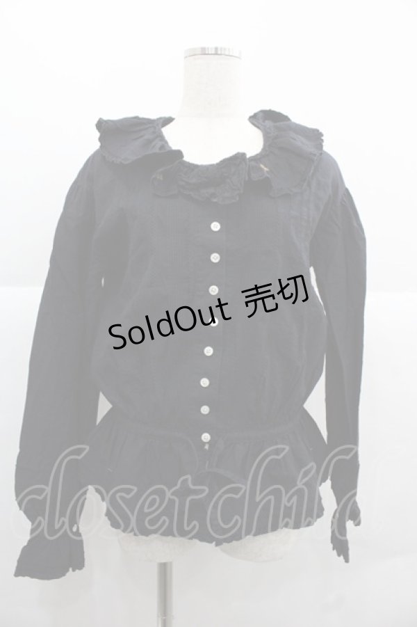 画像1: PINK HOUSE / うさぎ刺繍ブラウス  ブラック I-25-12-06-011-LO-BL-SA-ZI (1)