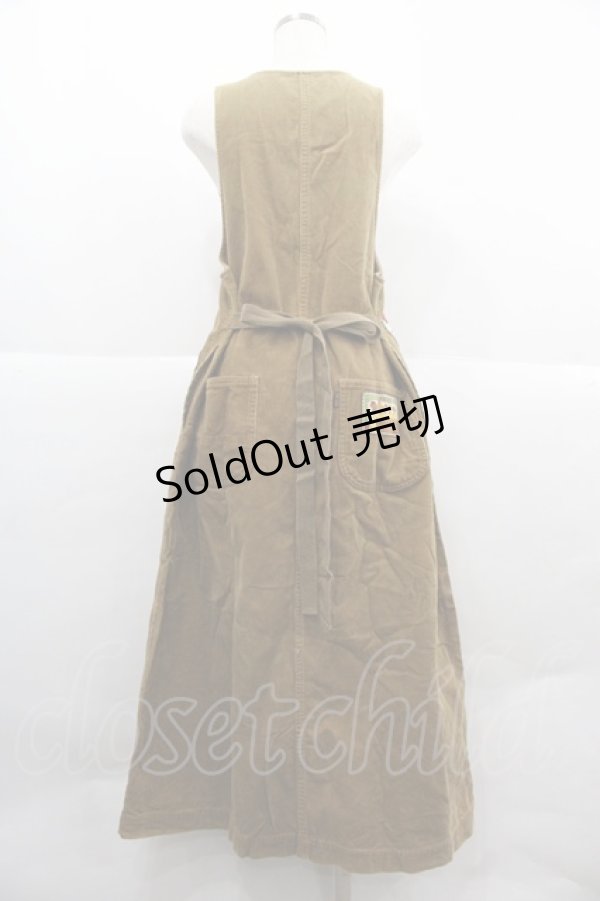 画像2: PINK HOUSE / コーデュロイクリスマスクマワッペンジャンパースカート  ブラウン I-25-12-06-090-LO-OP-SA-ZI (2)